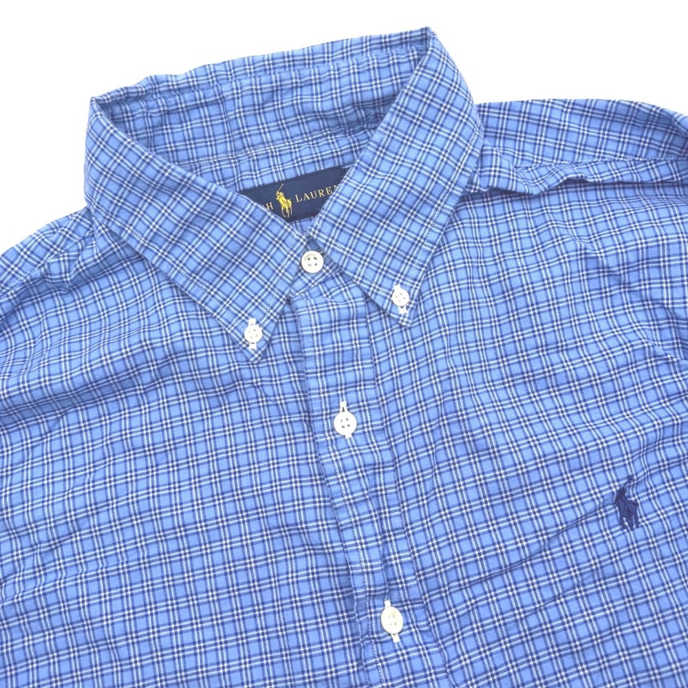 Polo Ralph Lauren Men's XL Blue Plaid Button Down Long Sleeve Shirt Navy Pony - Picture 1 of 7